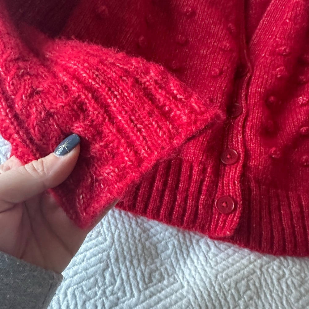 Christy Dawn Gigi Candy Apple Red Women's Bobble Alpaca Sweater - Picture 3 of 5